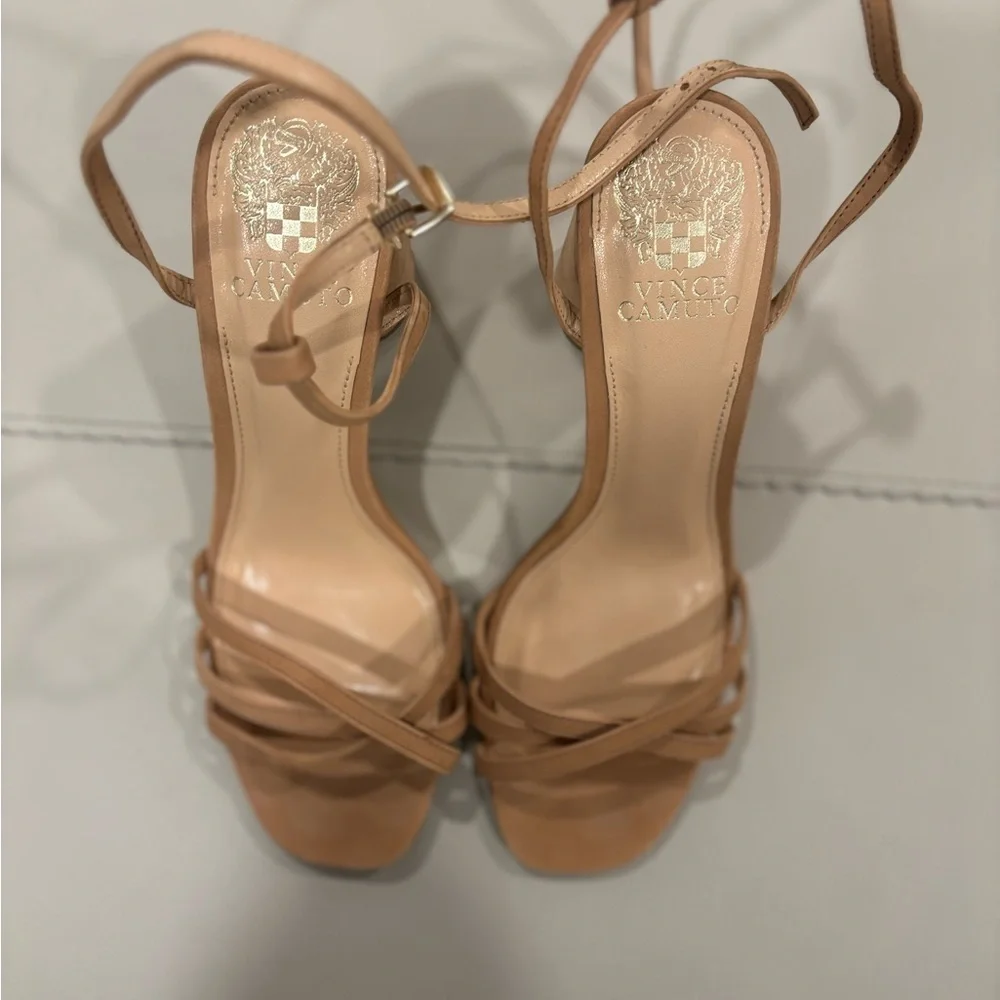 Women's Vince Camuto Kantiel High Heel Ankle Strap Sandal Pump Amendoa Nude - Picture 4 of 12